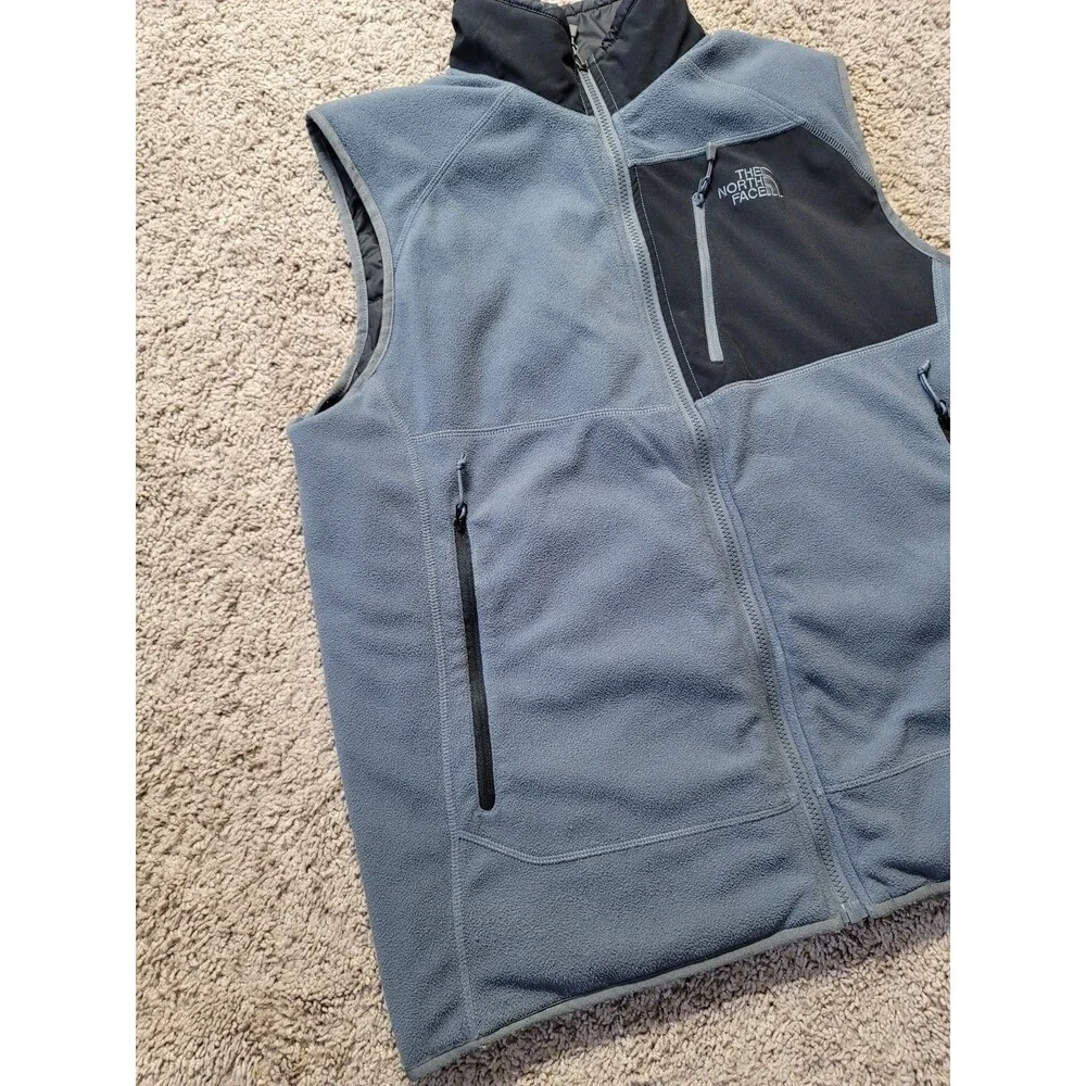 The North Face Men's L Trinity Reversible Puffer Fleece Vest Black Gray Full Zip